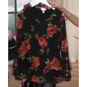 Susan Graver Printed Stretch Lace Peplum Back Tunic Size XS New A350154